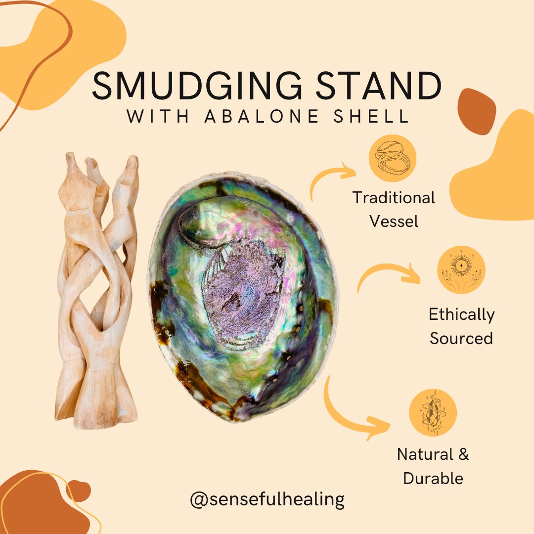 Smudging Stand with Abalone Shell - Senseful Healing | abalone shell sage sets